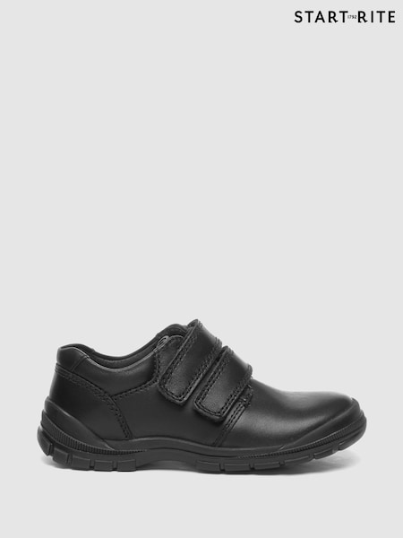Start-Rite Engineer Black Leather Double Rip-Tape School Shoes F & G Fit (146215) | £49