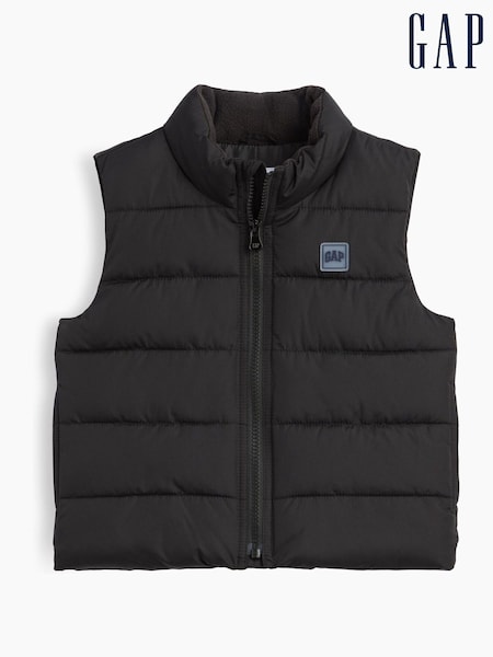 Black - Gap Puffer Gilet (6mths-5yrs)