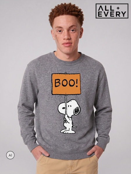 Grey - Regular All + Every Peanuts Halloween Boo Snoopy Sweatshirt
