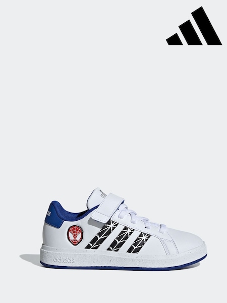 adidas White Marvel's Kids Spider-Man Grand Court Trainers (147039) | £33