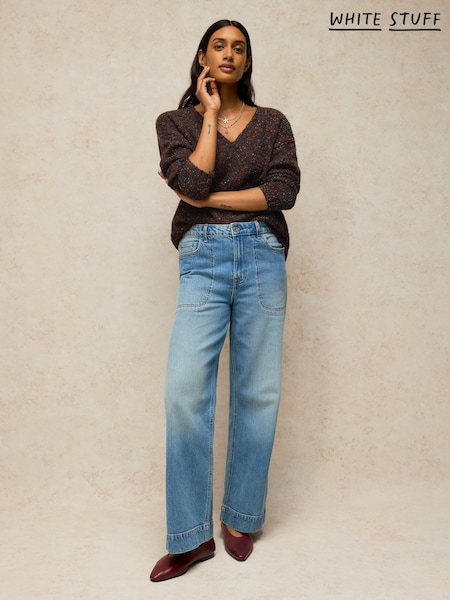 Brown - White Stuff Textured V-neck Jumper