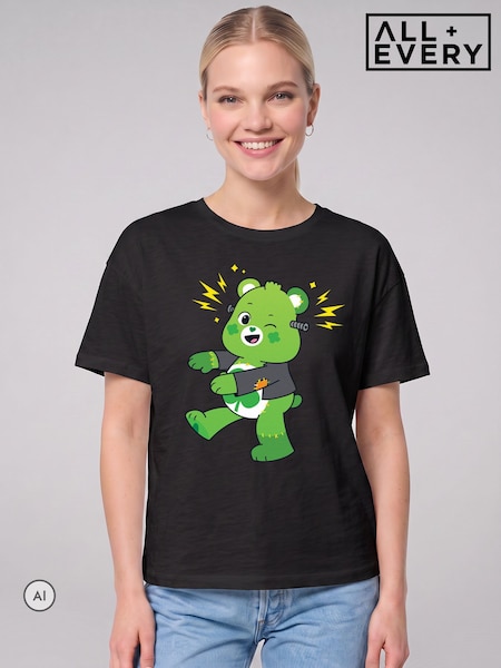 Black - All + Every Care Bears Utm Halloween Good Luck Bear Frankenstein T-shirt