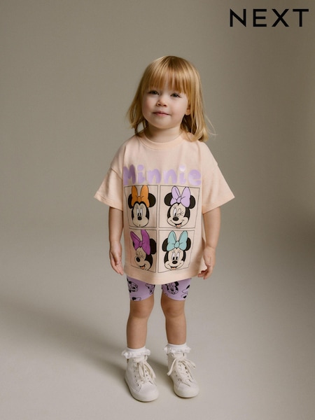Orange 100% Cotton Minnie Mouse Cycle Shorts and T-Shirt Set (3mths-7yrs) (147200) | £6.50 - £8.50