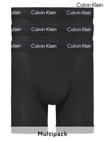Calvin Klein Black Tonal Long Cotton Stretch Boxers 3 Pack (147450) | £42