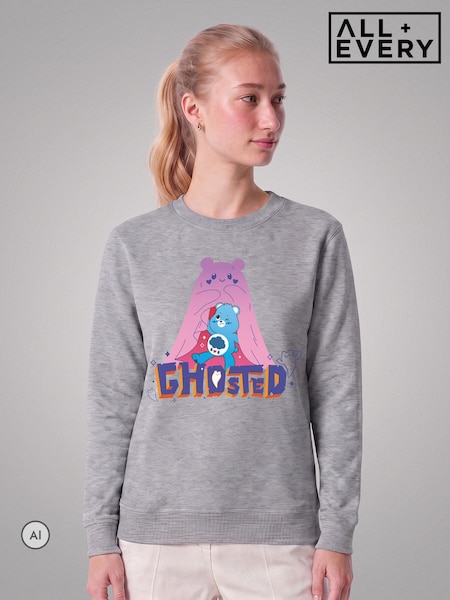 Grey - All + Every Care Bears Utm Halloween Grumpy Bear Ghosted Sweatshirt