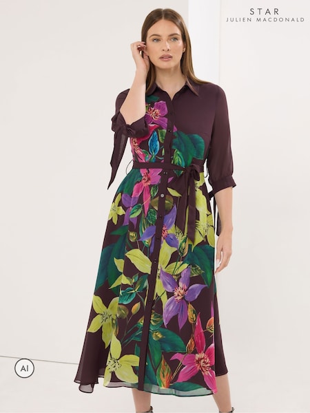 Brown - Star By Julien Macdonald Placement Print Shirt Dress