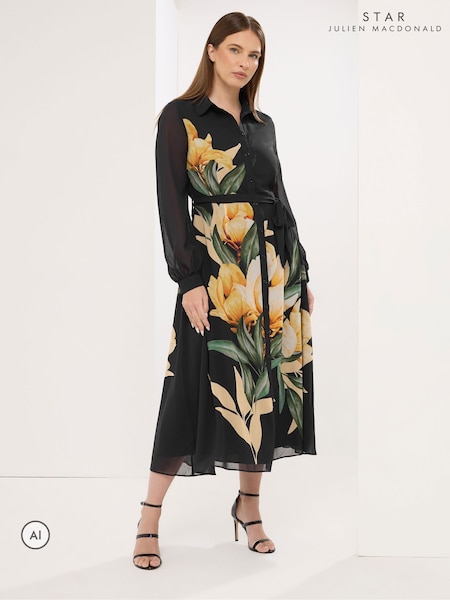 Black - Star By Julien Macdonald Placement Print Shirt Dress