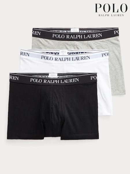 Polo Ralph Lauren Black/White/Grey Stretch Cotton Boxers 3 Pack (147912) | £45