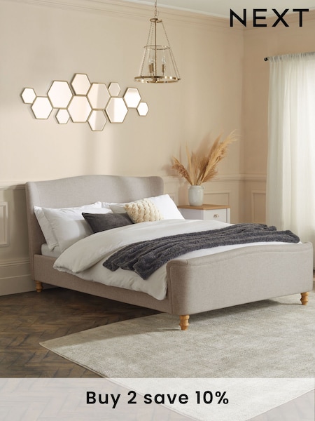 Wool Blend Natural Stone Reign Upholstered Bed Frame (147931) | £715 - £915