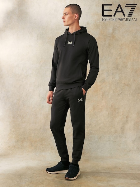 Emporio Armani EA7 Black/Gold Core ID Hoodie 100% Cotton Tracksuit (147971) | £160