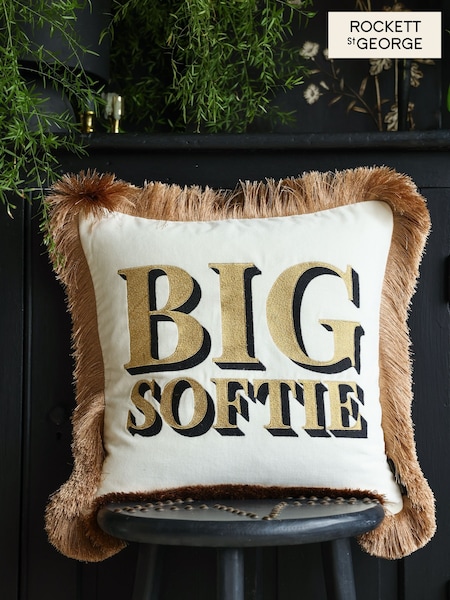 Rockett St George Big Softie Velvet Fringe Feather Filled Cushion (148782) | £45