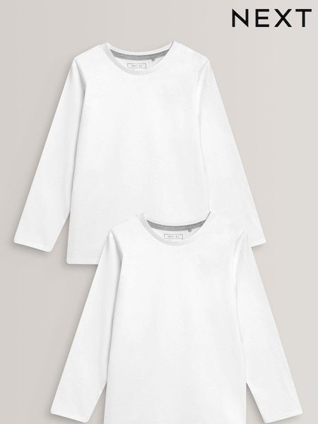 White 2 Pack Long Sleeve T-Shirts (3-16yrs) (149104) | £9 - £15