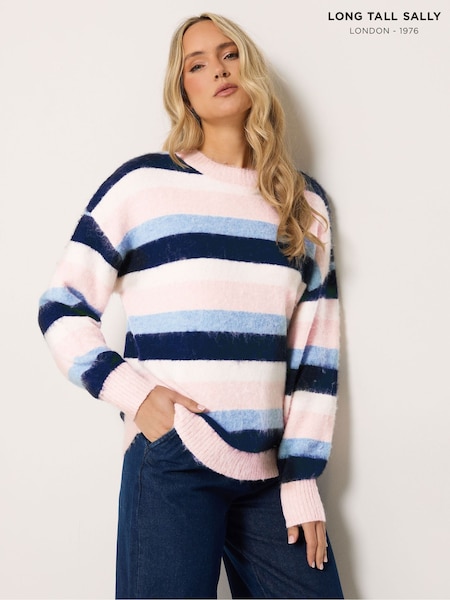 Pink - Long Tall Sally Long Sleeve Stripe Fluffy Knitted Jumper