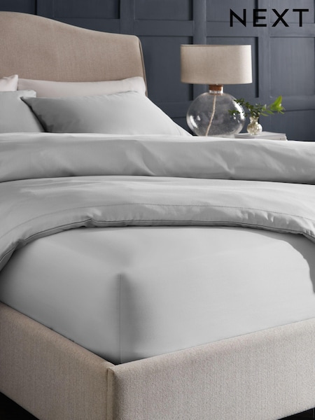 Silver Grey 300 Thread Count Collection Luxe 100% Cotton Deep Fitted Sheet (150405) | £22 - £35