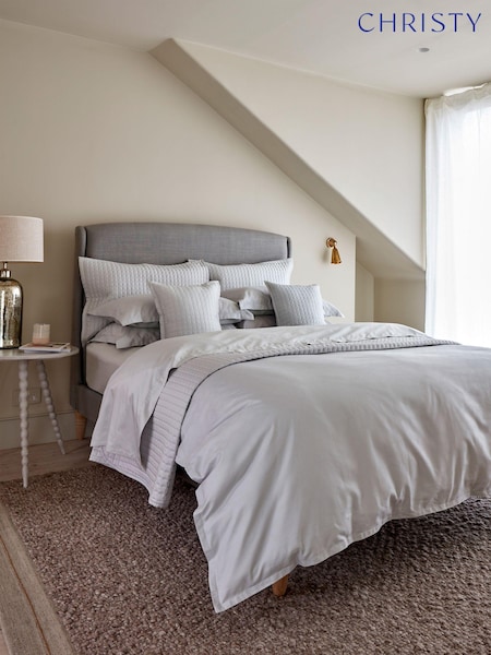 Christy Platinum Riley Luxury 400TC 100% Cotton Jacquard Duvet Set (151160) | £110 - £140