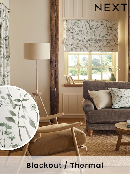 Green Ready Made Blackout Isla Floral Print Roman Blinds (151192) | £45 - £100