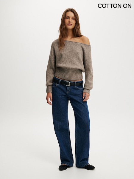 Brown - Cotton On Softest Luxe Off Shoulder Cardigan