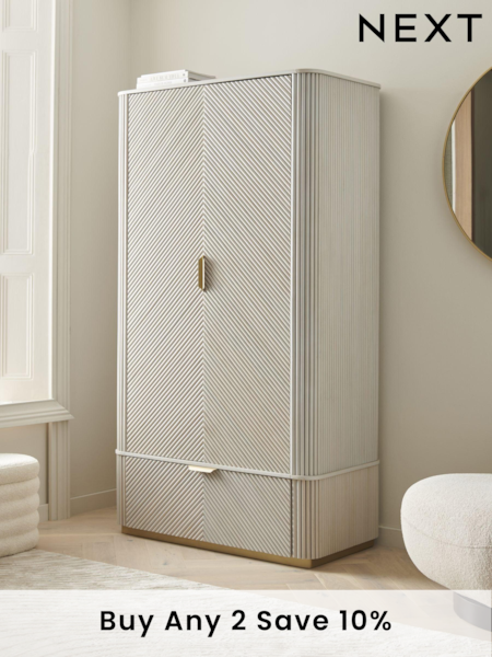 Light Grey Valencia Marble Mango Wood Double, 1 Drawer Wardrobe (151879) | £1,499