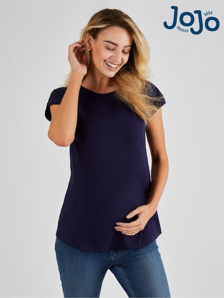 JoJo Maman Bébé Navy Blue Boyfriend Cotton Maternity T-Shirt (153200) | £19