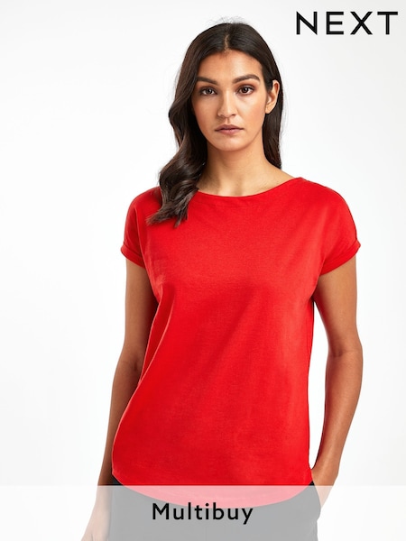 Red Cap Sleeve T-Shirt Top (154182) | £7.50
