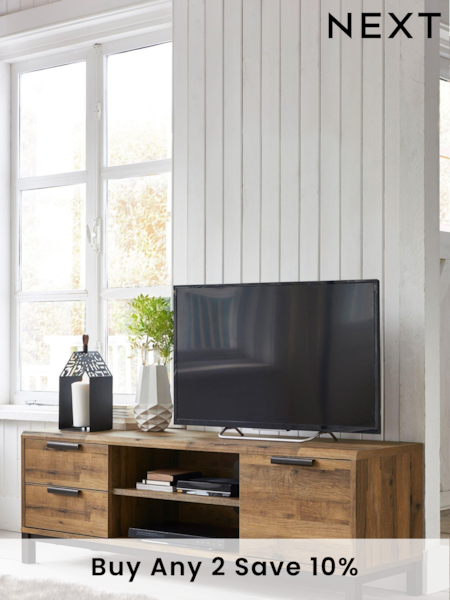 Dark Bronx Up to 65 inch Oak Effect Slim TV Unit (155914) | £350