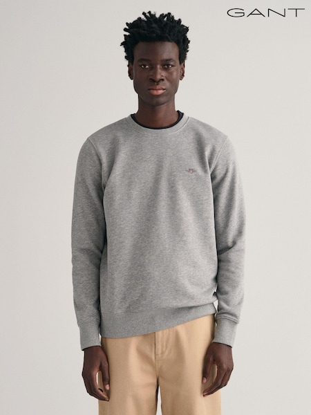 GANT Grey Green Regular-Fit Shield Crew Neck Sweatshirt (155923) | £95