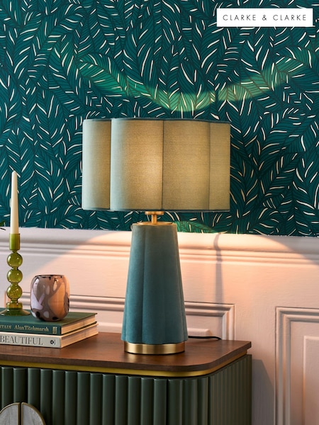 Clarke & Clarke Green Congo Velvet Table Lamp (156219) | £80