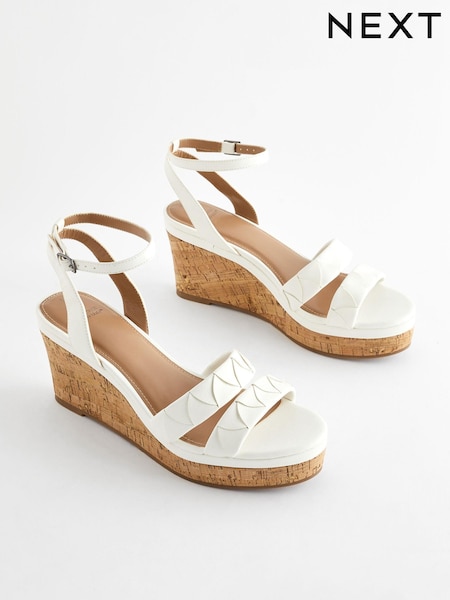 White Extra Wide Fit Forever Comfort® Double Strap Wedges (156430) | £39