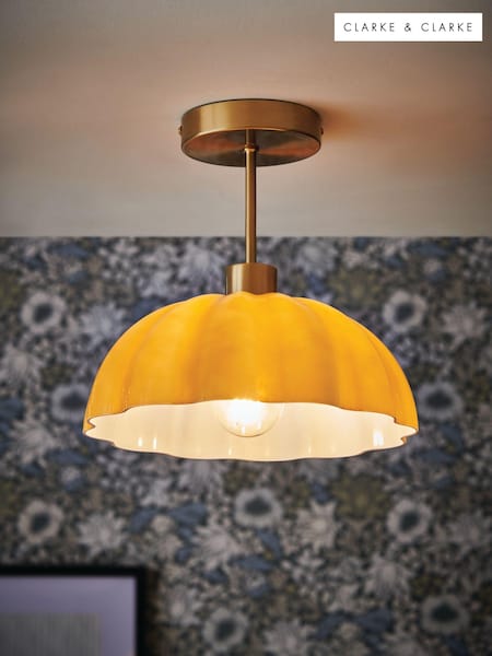 Clarke and Clarke Amber Scalloped Glass Pendant Light (156672) | £75
