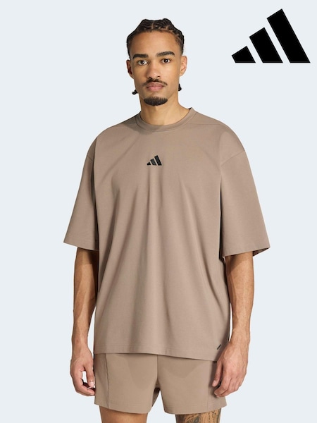Cream - Regular Adidas Primelift Workout Oversize T-shirt