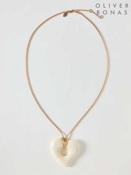 Cream - Oliver Bonas Heart Pendant Necklace