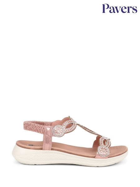 Pavers Pink Pavers Grey Embellished Flatform Sandals (158052) | £35