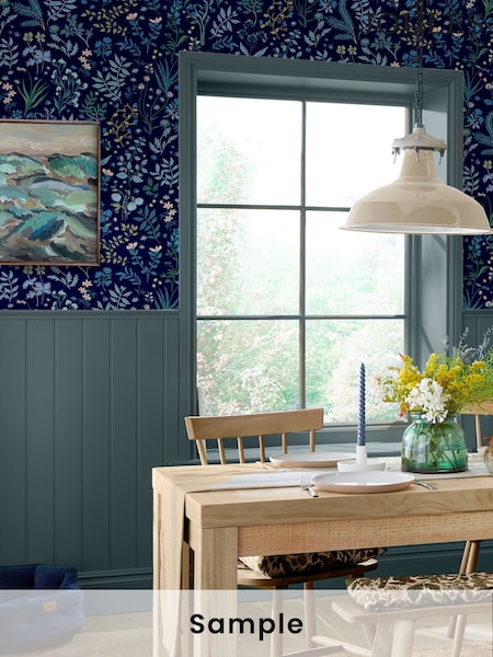 Joules Blue Holcombe Floral Wallpaper Sample (160036) | £1