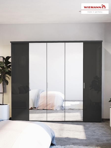 Wiemann Peyton Graphite Glass and Mirror Semi Fitted 5 Door Wardrobe (160531) | £1,130