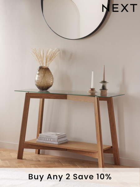 Dark Natural Marlow Oak Effect Console Table (160539) | £175