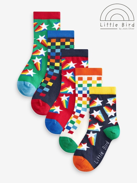 Little Bird by Jools Oliver Multi Star and Checkerboard Socks 5 Pack (160729) | £10 - £12