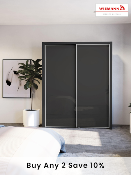 Wiemann Graphite Peyton Glass Sliding 1.6m Sliding Semi Fitted Wardrobe (160925) | £1,025