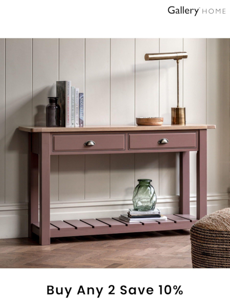 Gallery Home Clay Pink Leroy 2 Drawer Console (161232) | £539