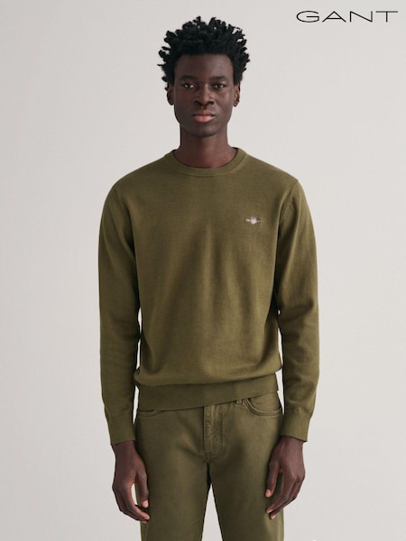 GANT Green Classic 100% Cotton Crew Neck Jumper (161288) | £100