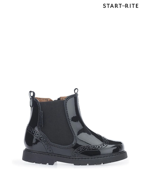 Start-Rite Black Patent Leather Zip-Up Chelsea Boots Standard Fit (161711) | £50