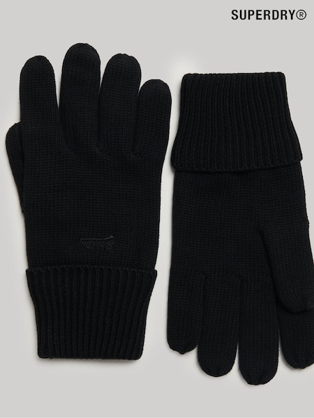Superdry Black Knitted Logo Gloves (162389) | £18
