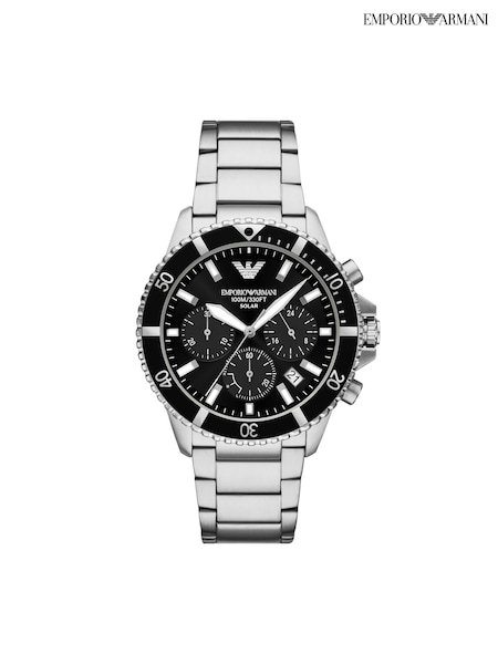 Silver - Regular Emporio Armani World Explorer Solar-powered Chronograph Stainless Steel Watch