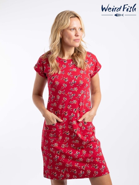 Red - Weird Fish Tallahassee Cotton Printed Jersey Dress
