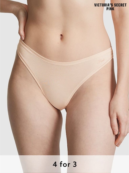 Victoria's Secret PINK Marzipan Nude Thong Cotton Knickers (162663) | £9