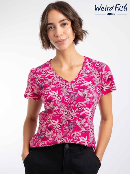 Pink - Weird Fish Merica Cotton Printed Jersey T-shirt