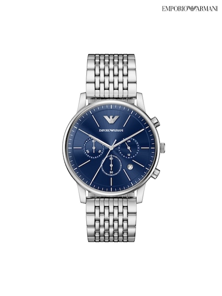 Silver - Regular Emporio Armani Chronograph Stainless Steel Watch