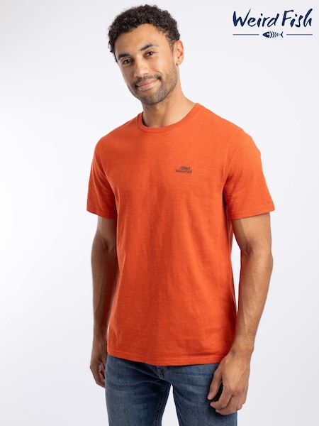 Orange - Regular Weird Fish Fished Branded Cotton T-shirt