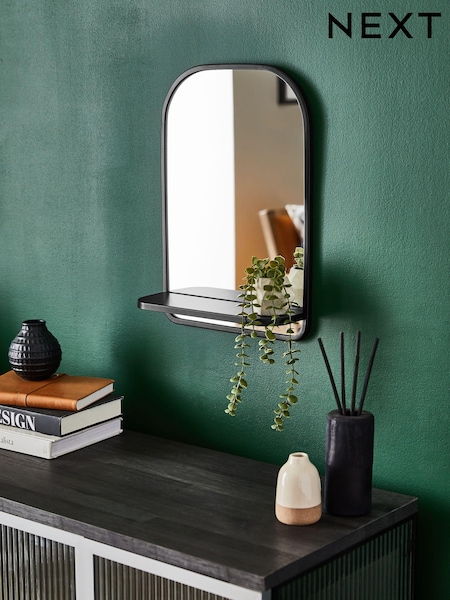 Black Small Shelf Wall Mirror (164408) | £35