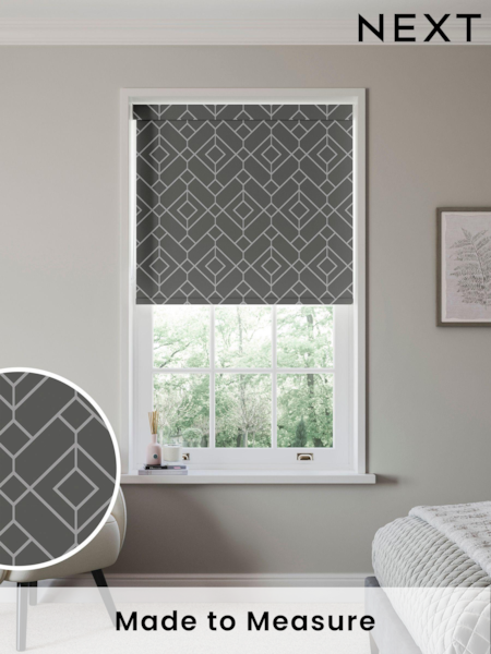 Charcoal Grey Lattice Geo Made to Measure Roller Blind (164432) | £57