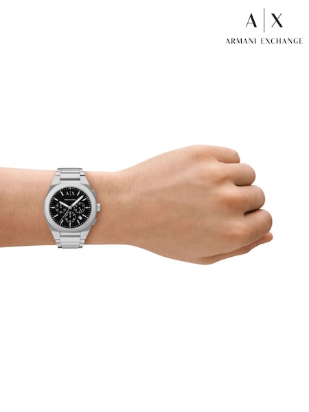 Silver Tone - Regular Armani Exchange Sync Three-hand Day-date Stainless Steel Watch